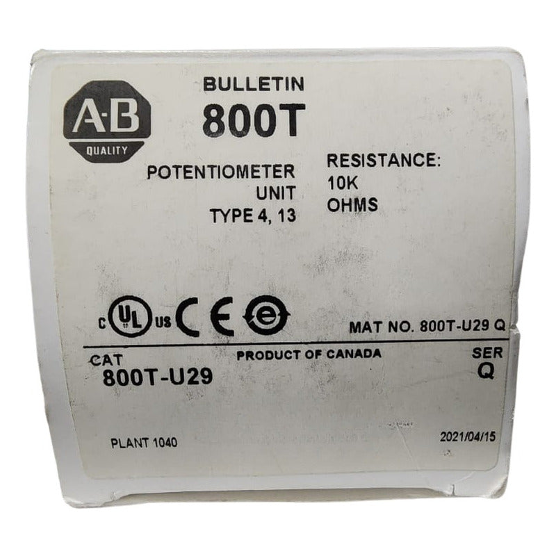 Allen-bradley 800t-u29 Potenciometro De 30mm