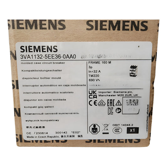 Siemens 3va1132-5ee36-0aa0 Interruptor Autom. Negro