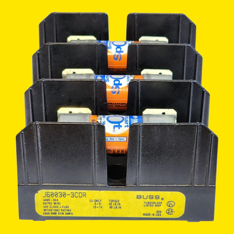 Portafusible J60030-3cor + 3 Fusibles Mersen Ajt20 20a 600v