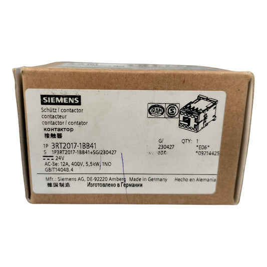 Siemens 3rt2017-1bb41 Contactor Ac3:5,5kw 1no 24vdc Nuevo