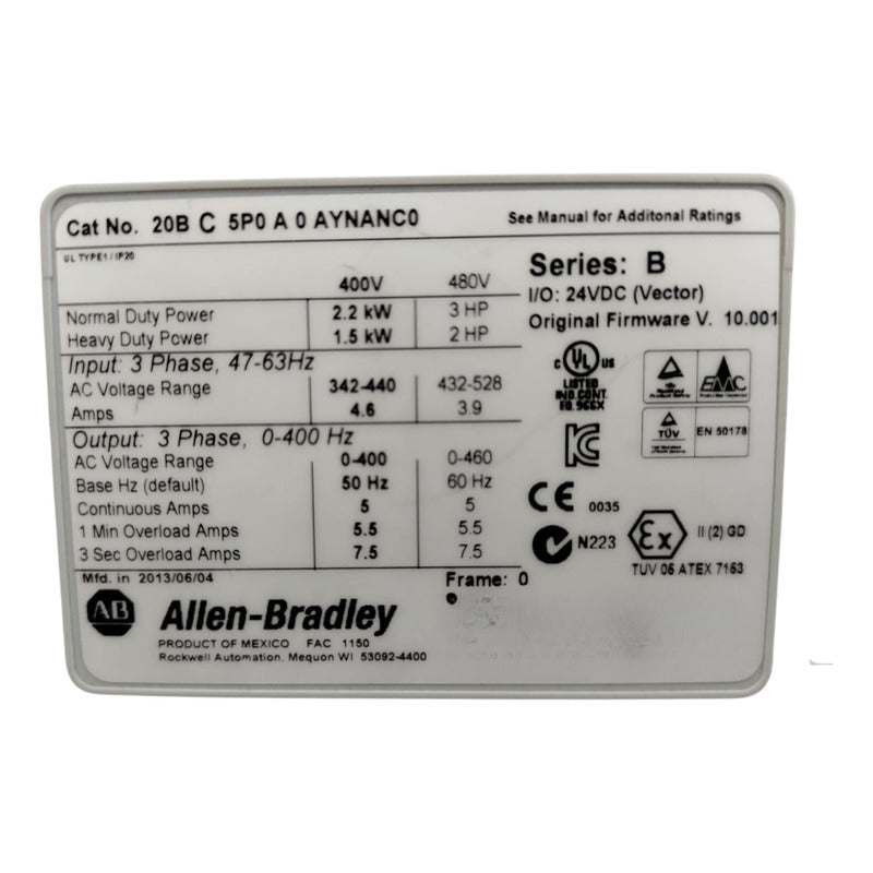 Allen-bradley 20b D 011 A 0 Aynanc0 Variador Y 20-him-a3