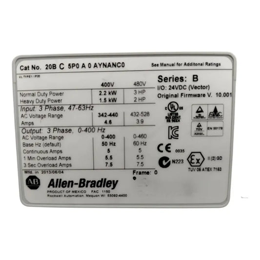 Allen-bradley 20b D 011 A 0 Aynanc0 Variador Y 20-him-a3