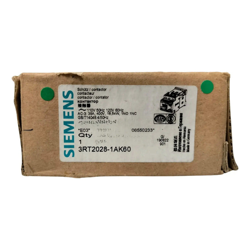 Contactor Siemens 3rt2028-1ak60 Sirius 38a 18.5kw 120vac