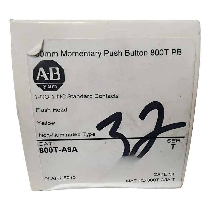 Allen-bradley 800t-a9a Boton Pulsador De 30mm Amarillo