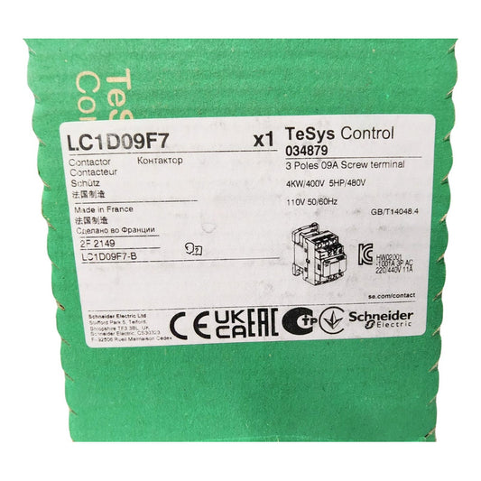 Schneider Lc1d09f7 Contactor De 9a Con Bobina 110vca