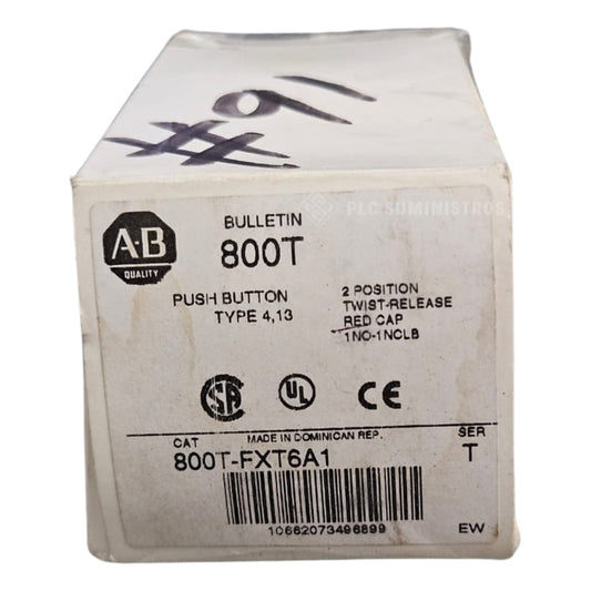 Allen Bradley 800t-fxt6a1 Rojo Botón Pulsador Twist 800tfxt6