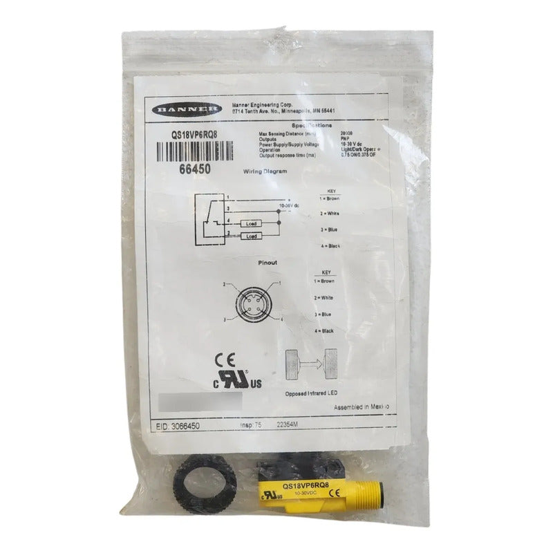 Banner 66450 Qs18vp6rq8 Receptor Fotoelectrico Pnp M12