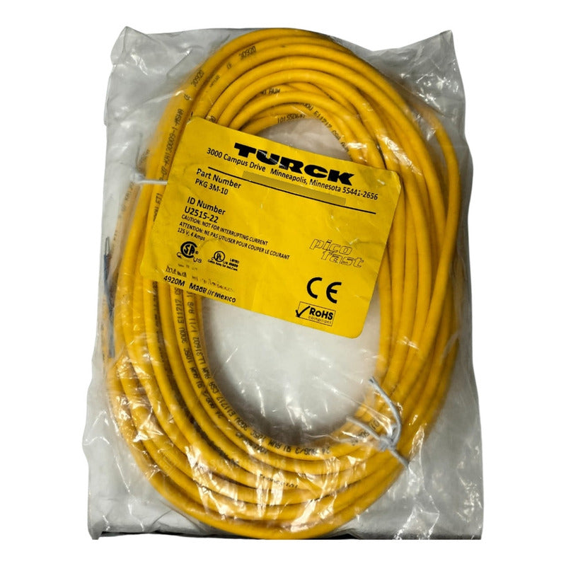Turck U2515-22 Cable Industrial Pkg 3m-10 Sensor/actuador