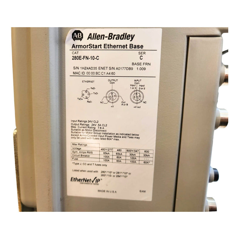 Allen-bradley 280e-fn-10-c Armorstart Ethernet Base