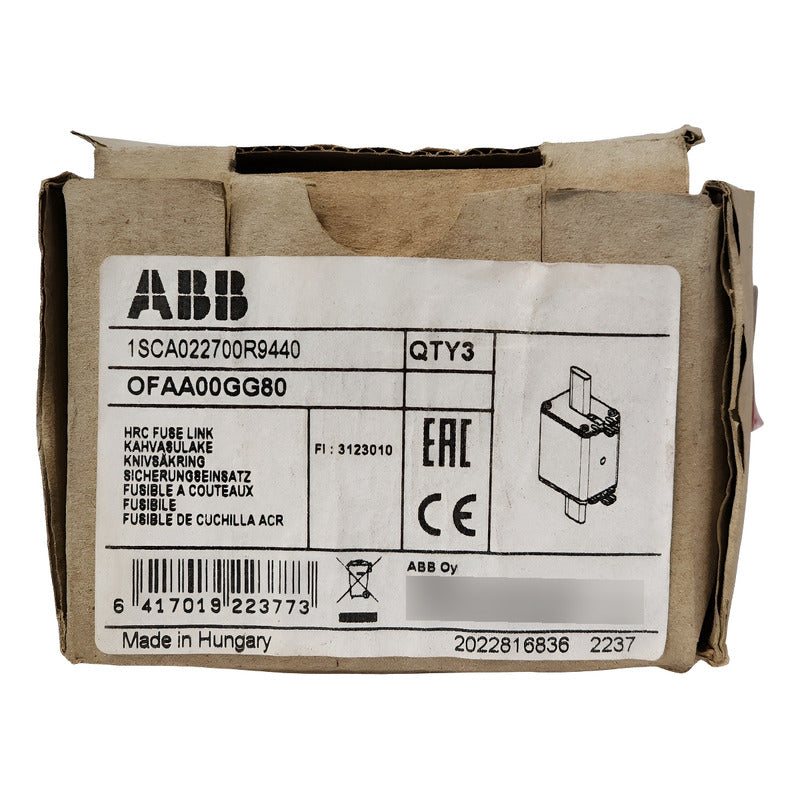 Abb Ofaa00gg80 Fusible Nh00 80a 690v Gg 80ka