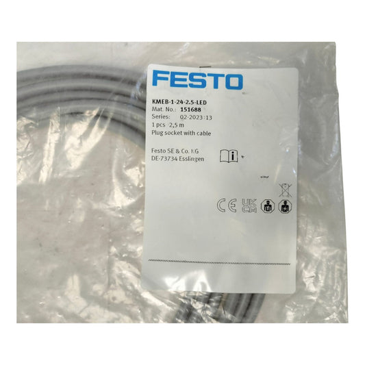 Conector Tipo Zocalo Con Cable Festo Kmeb-1-24-2.5-led