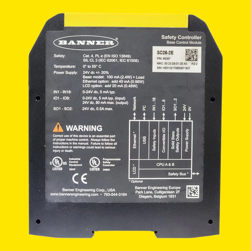 Banner 85067 Sc26-2e Controlador Seguridad 26 Entradas Eth