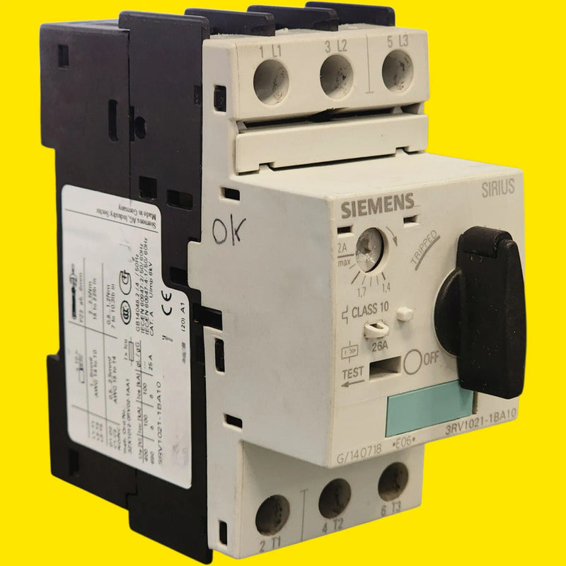 Siemens 3rv1021-1ba10 Interruptor Protector De Motor 50hz/60hz