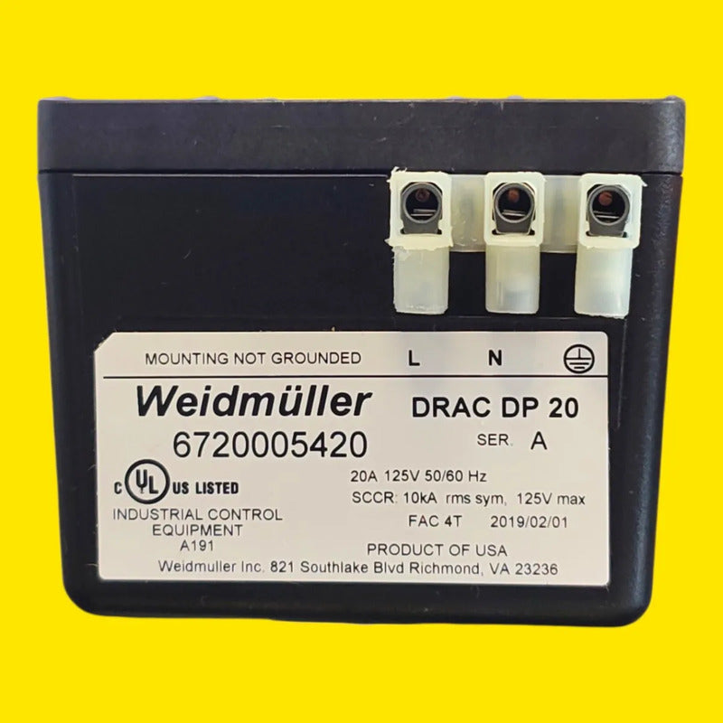 Weidmüller Drac Dp 20 6720005420 Tomacorriente Doble 20a Negro