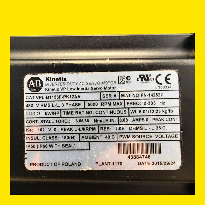 Allen-bradley Vpl-b1153f-pk12aa Servomotor