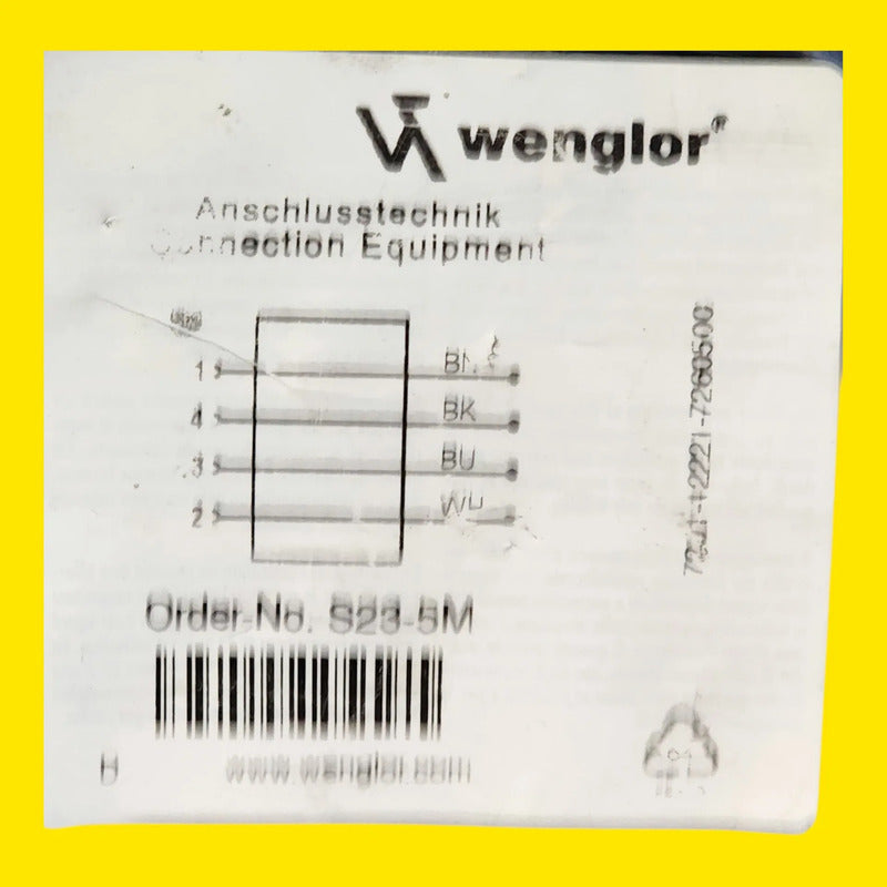 Wenglor S23-5m Cable Conector M12 Hembra 4 Pines