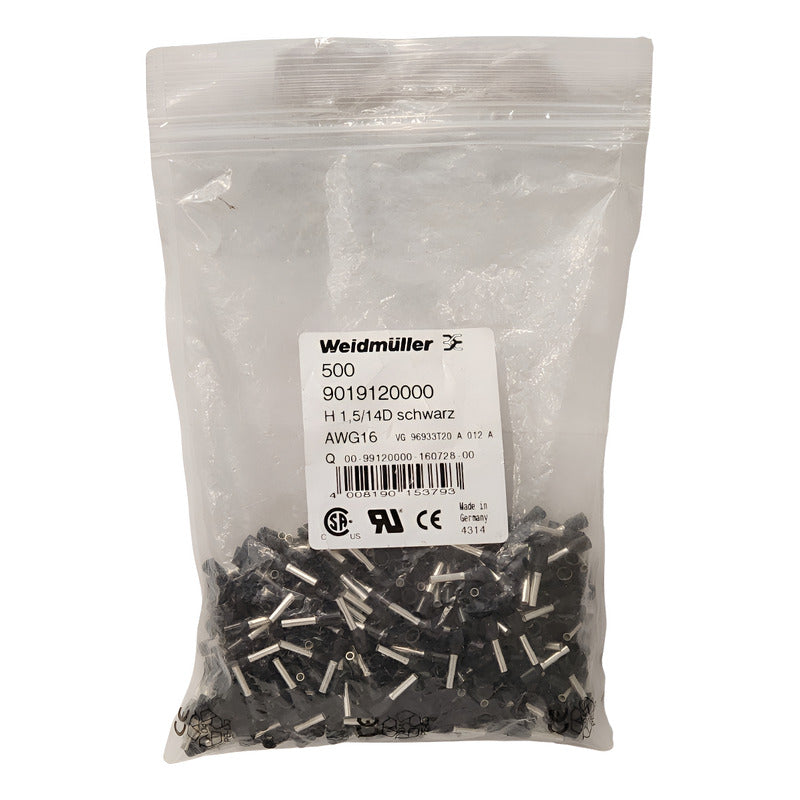 H1,5/14d Sw Ferrul Punta Terminal 16awg (500pz) Weidmuller Schwarz