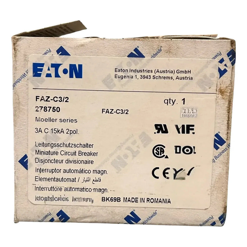 Eaton Faz-c3/2 Interruptor Termomagnético Bipolar 3a