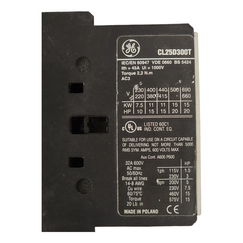 General Electric Cl25d300t Contactor Trifásico Plc