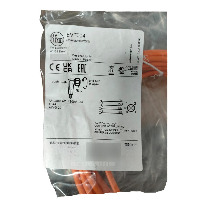 Ifm Electronic Evt004 Cable Con Cabezal