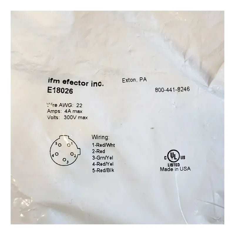 Cable Ifm Efector E18026: Cordset Hembra 1/2  5 Pines
