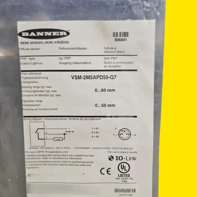 Banner Engineering - Vsm-2m5apd50-q7 - Micro Sensor, 50mm, P