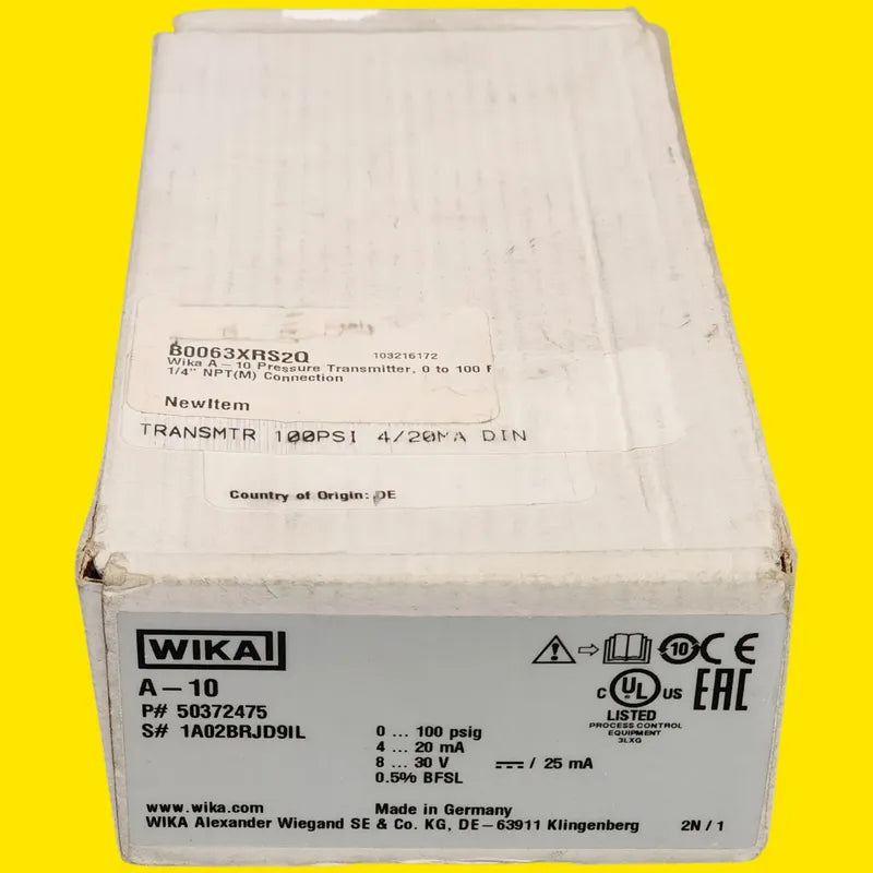 Wika A-10 Sensor De Presión Industrial