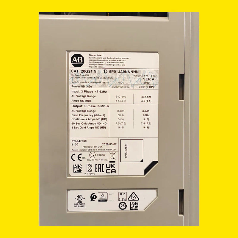 Powerflex 755ts 20g21nd5p0ja0nnnnn | Allen-bradley 480v 5a