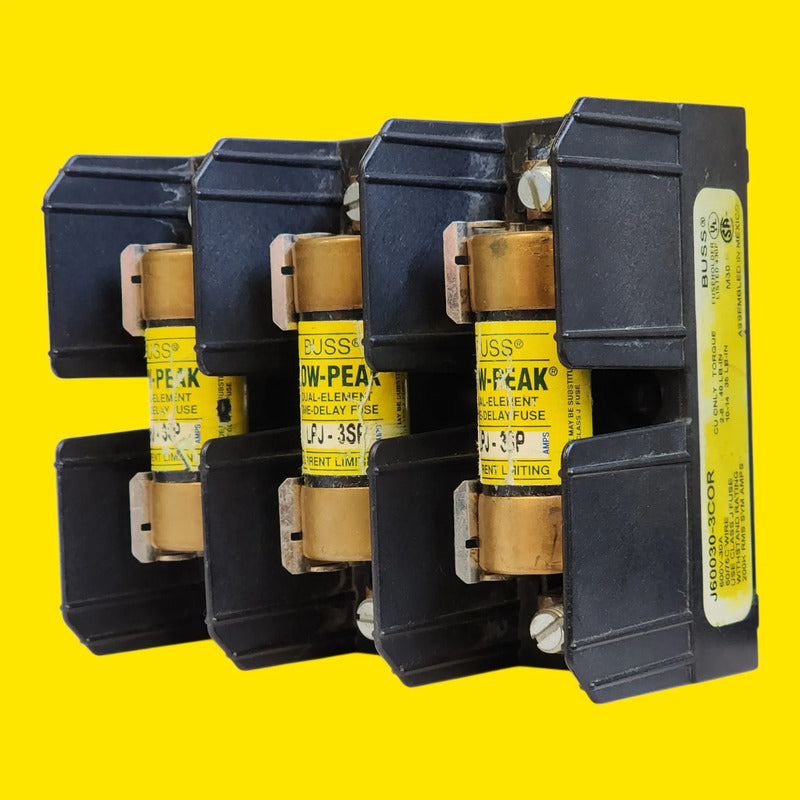 Base Bussmann J60030-3cor Con 3 Fusibles Lpj-3sp 3a 600v