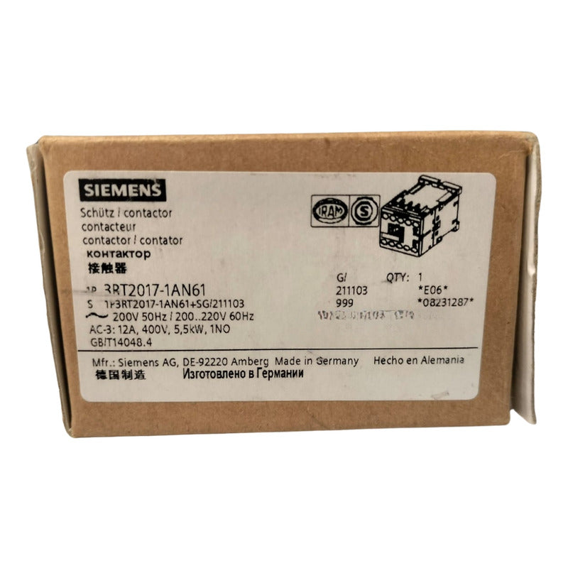 Siemens 3rt2017-1an61 Contactor