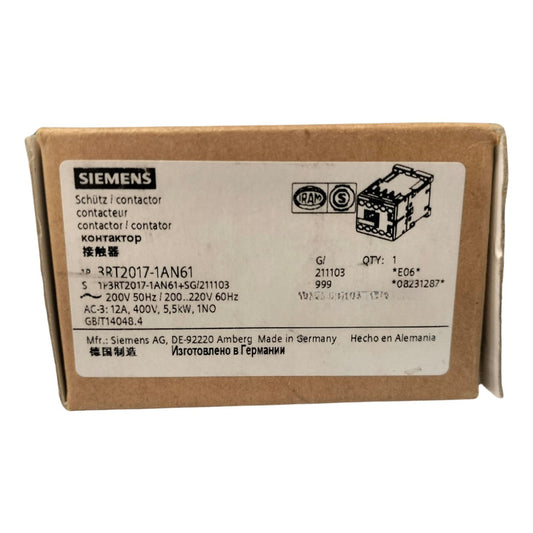 Siemens 3rt2017-1an61 Contactor